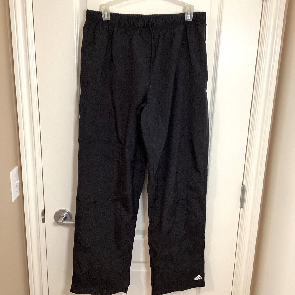 Adidas Men's Black Wide Leg Windbreaker Rain Track Pants Hiking Walking